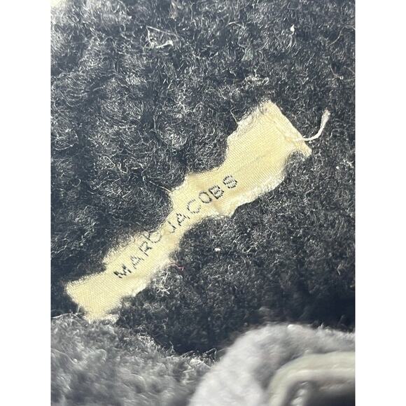 MARC JACOBS Boots Womens 41 Leather Fur Lined Ankle Bootie Lace Up Black Italy - Picture 12 of 13